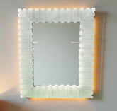 Handmade Selenite Wall Mirror with Crystal Inlay – Agate Stone Gemstone Mirror for Home Decor, Sale Unique Handicrafts IND